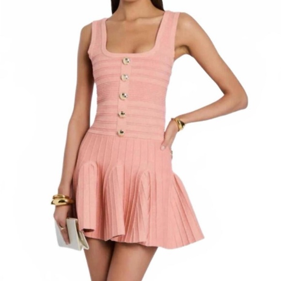 Retrofete Dresses & Skirts - Retrofete Pink Button-Front Mini Dress